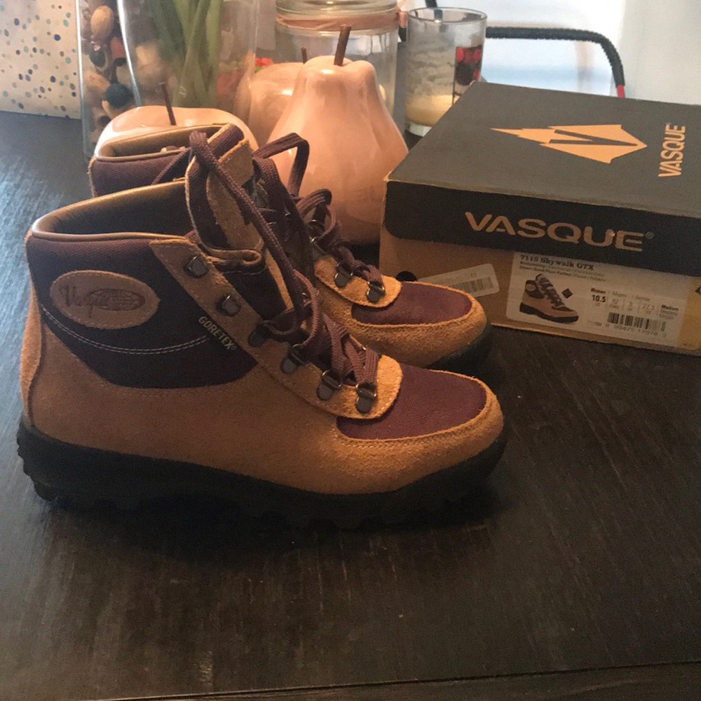 Plum and tan field boots